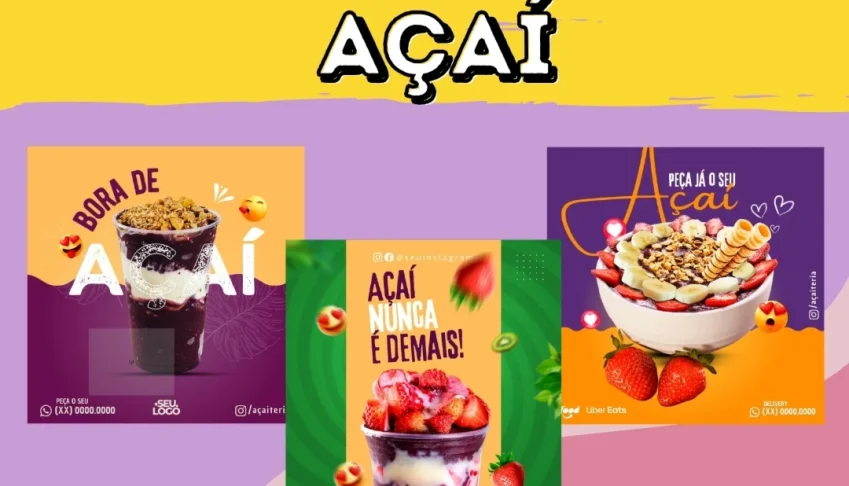 Pack Canva para Açaí: Mais de 60 Artes 100% Editáveis