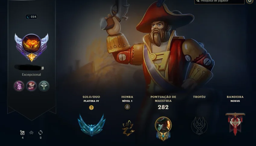 Conta LOL nv 224, Pltna 5, único dono, 317 Skins.