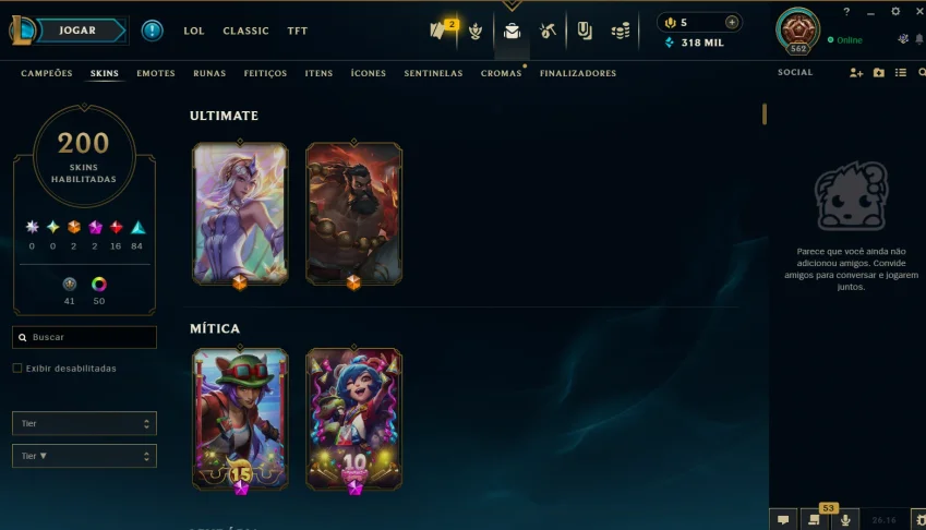 Conta De Lol Com Muita Skin Level 562