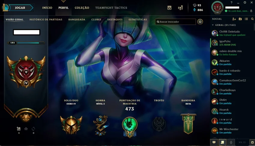 conta de league os legends
