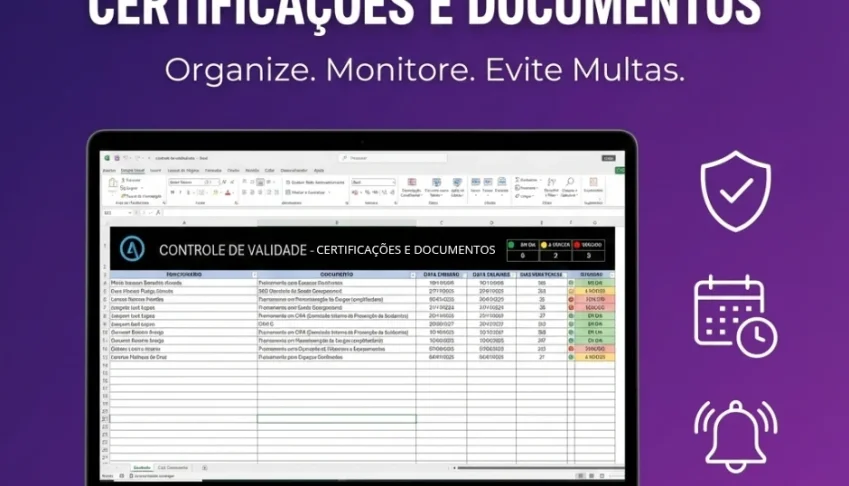 Planilha de Controle de Vencimentos de Certificados