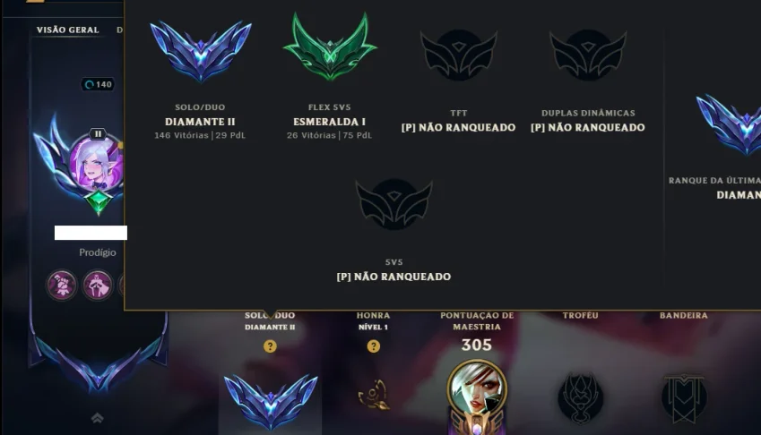 Diamante 2 com TODOS os Champs e 114 Skins +12 Vitoriosas