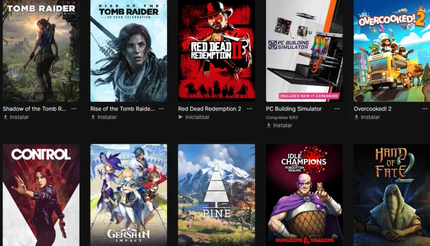 Conta Epic Games com diversos jogos pagos