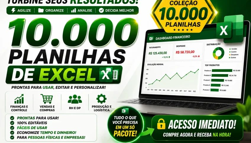 💥SOMENTE HOJE💥 10 Mil Planilhas Excel
