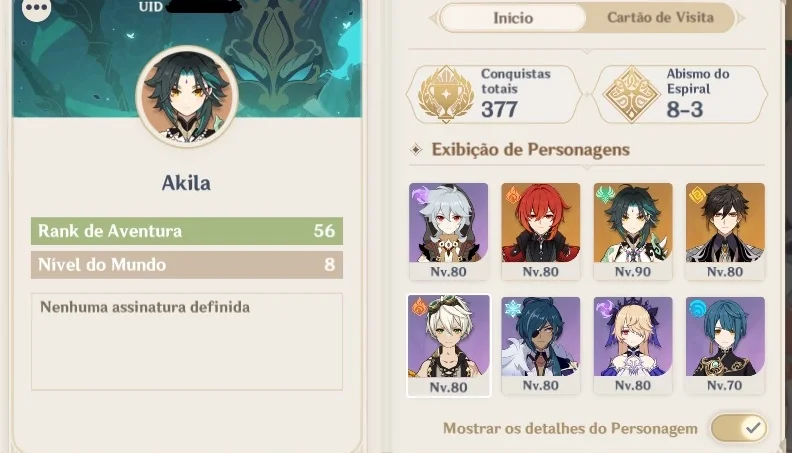 Conta level 56, Zhong, Xiao, Venti, kazuha e muito mais