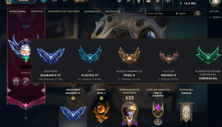 Conta Lol Diamante Iv Mono ADC Todos Os Campeões 127 Skins