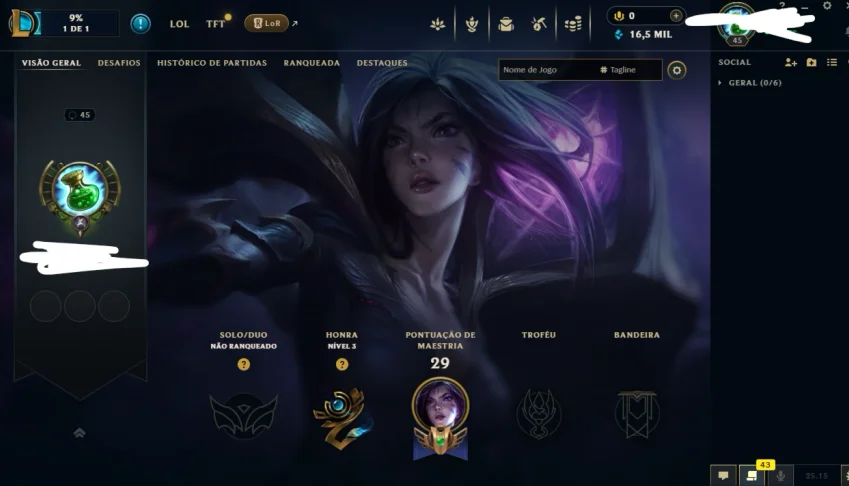 Conta mestre lol 62% de winrate email não confirmado