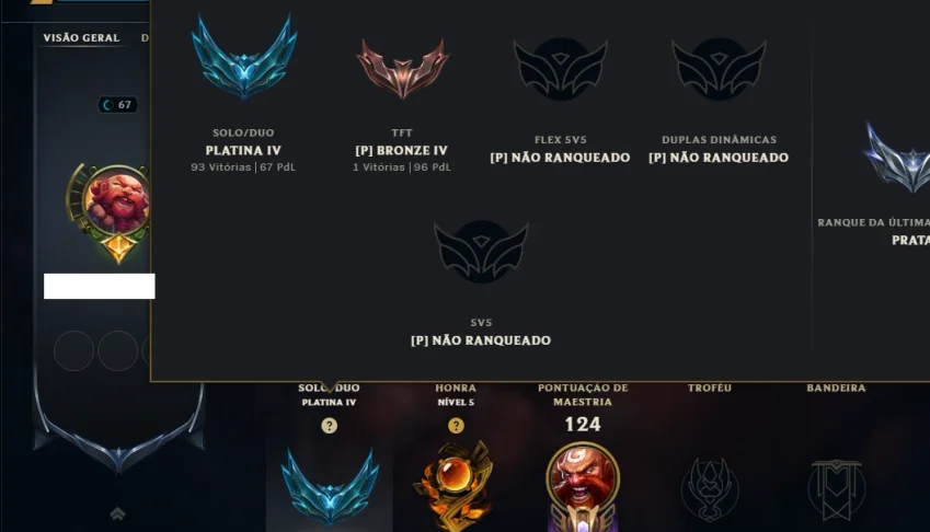 Platina 4 com 65 Champs e 53 Skins ( MAIN JG )