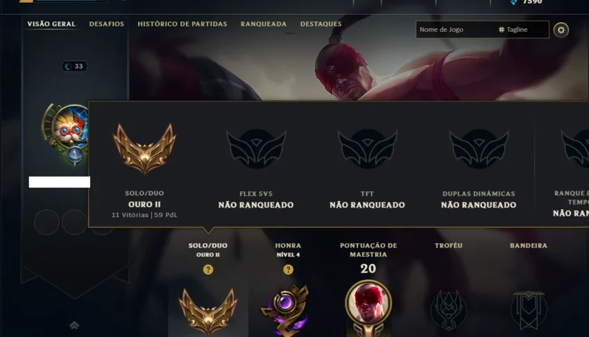 Ouro 2 com 55 Champs e 5 Skins
