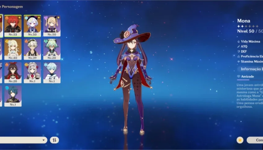 Conta Diluc + Mona + Ayaka e Qiqi