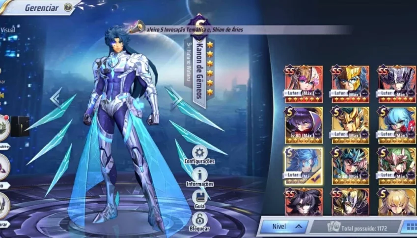 Vendo conta Saint Seiya Awakening LV 59, vários personagens.