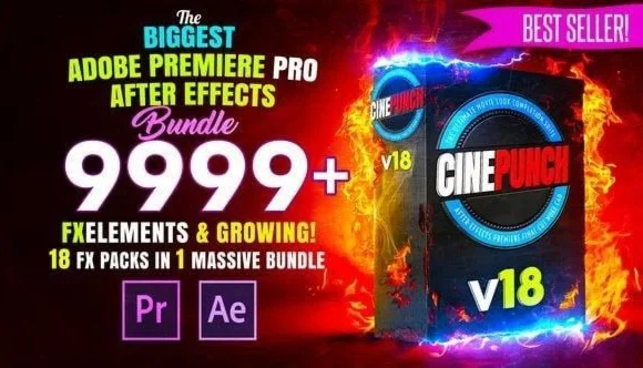 CINEPUNCH v18 9.999 elementos de efeitos visuais FX AE AP