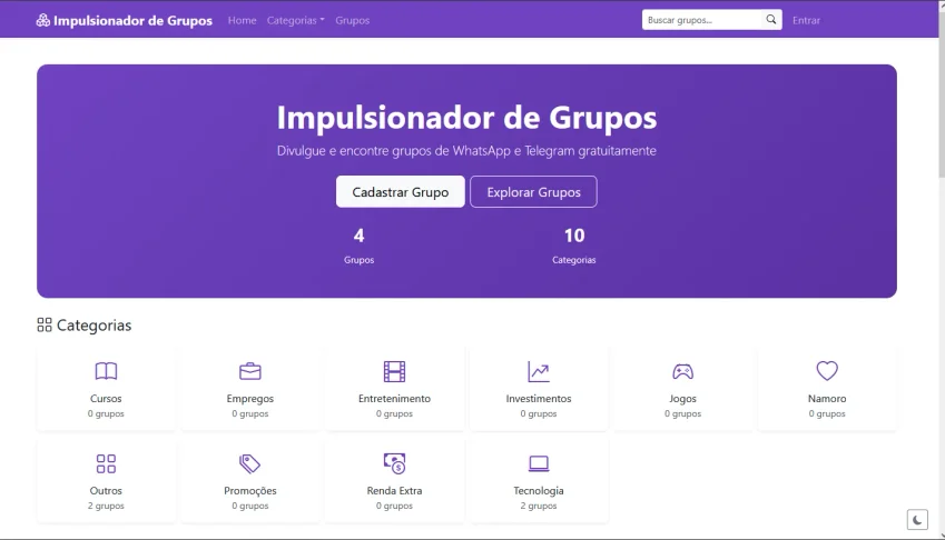 🚀 Impulsionador de Grupos — Wht e Tlg