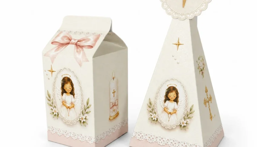 Kit 20 Caixas Milk e Pirâmide Batizado - Rosa ou Verde
