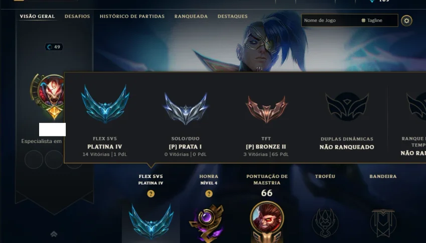 Prata 1 com 60 Champs e 18 Skins