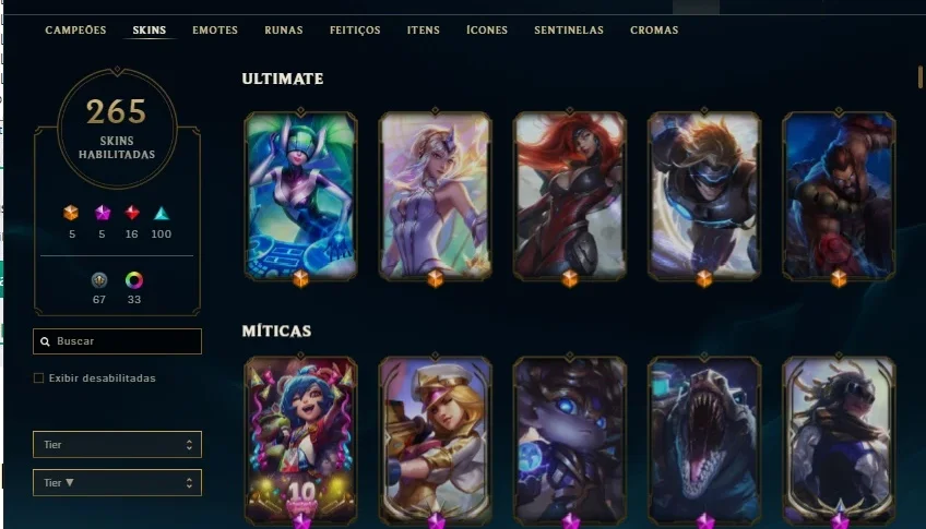 Conta League Of Legends, TOP, 265 skins, todos os campeoes
