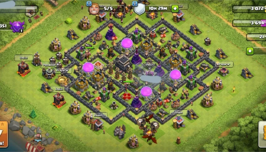 Clash of Clans CV 9 tropas e defesas full