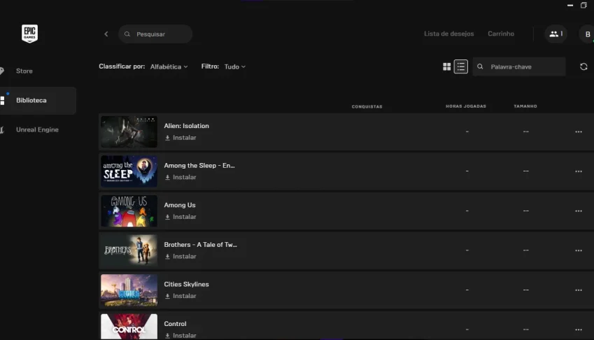 Conta da Epic Games com 62 jogos