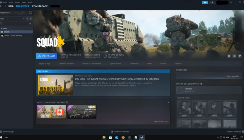 Conta Steam com jogo Squad