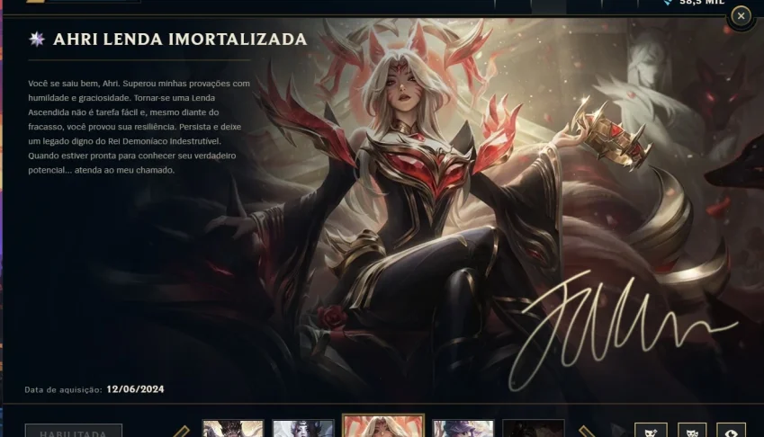 Conta LoL/Ahri Lenda Imortalizada