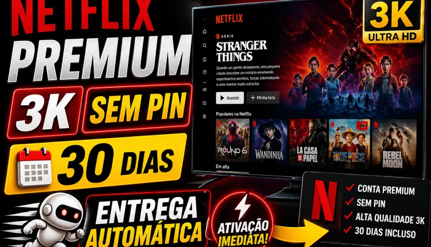 Telas Netflix Premium 4K Sem Pin 30 Dias Entrega Automática