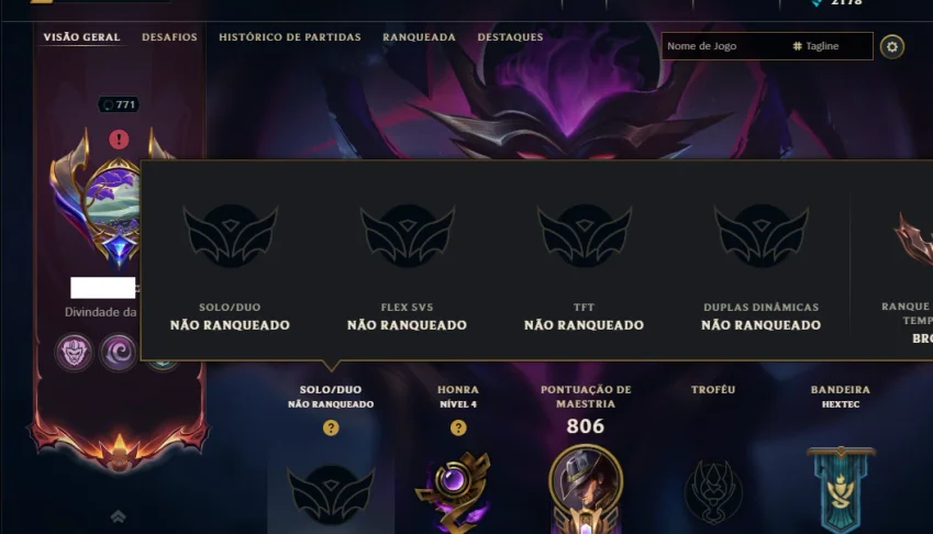 Unranked com TODOS os Champs e 189 Skins ( ADC / SUP )