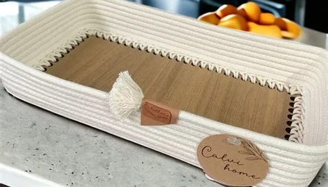 Cesto Retangular de Algodão com Base MDF