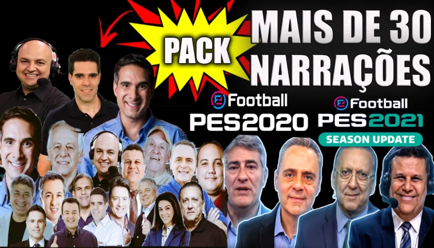 Pack De 30 Narrações Br Compatível Para Pes 20 E 21 Pc