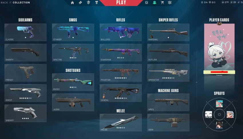 Conta Valorant com muitas skins + RANK DIAMANTE E MMR BOM
