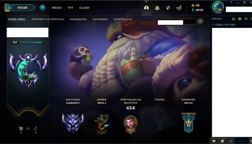 Conta League of Legends Diamante 1 TODOS OS CHAMPS