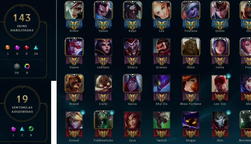 Conta todos os Champ / 143 Skins / Diamante 4