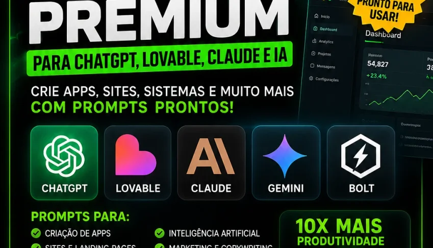 1000 Prompts Premium para ChatGPT, Lovable, Claude e IA
