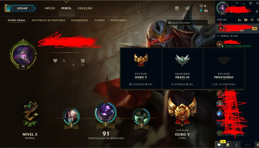 conta lol lvl 40, 37 champs, 4 skins 1 chroma