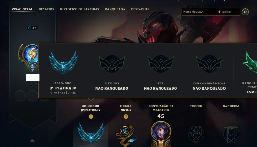 Platina 4 com 35 Champs e 7 Skins