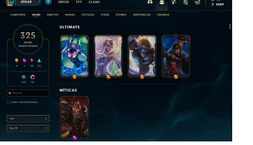 CONTA COM 325 SKINS E QUASE TODOS CHAMPS