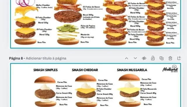 Instruções de montagem para hamburgueria ilustrativo