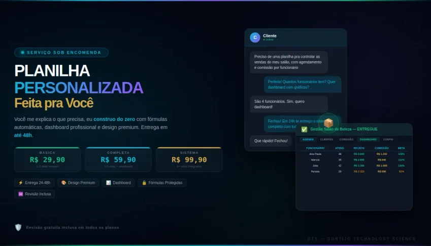 Crio Sua Planilha Excel Personalizada | Sob Encomenda