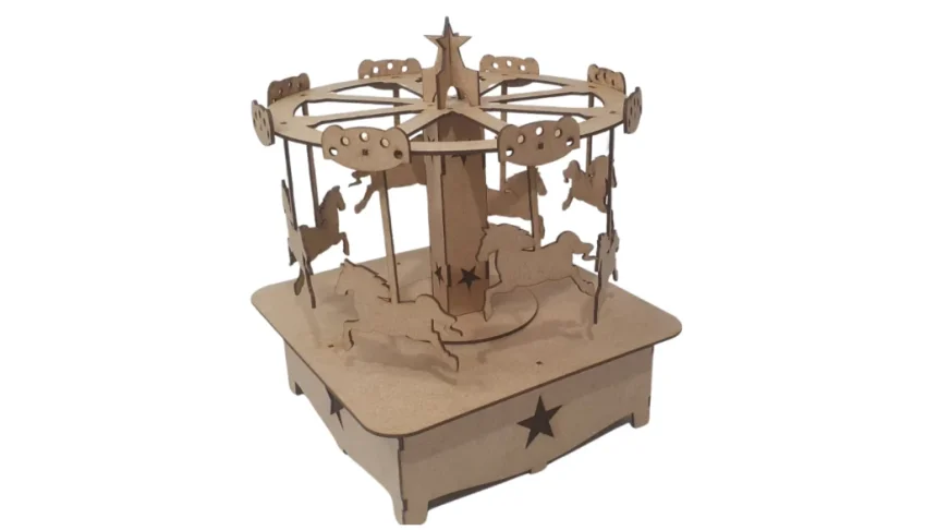 Carrossel 3d 39 cm MDF cru mod luxo festa parque...