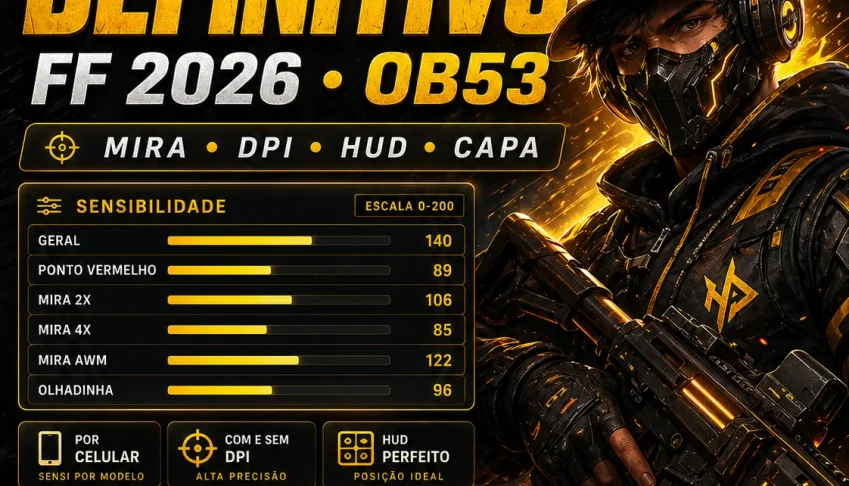 Pack Sensi FF 2026 OB53 | Capa Sem Ban + DPI/HUD