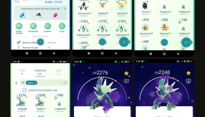 Pokémon GO LVL 37 | 3 Dialga (2 SHINY) + 3 Necrozma