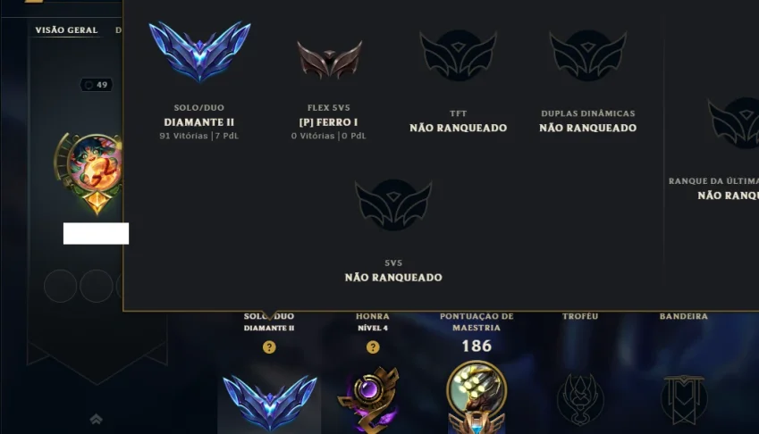 Diamante 2 com 60 Champs e 52 Skins