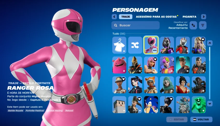 Conta Fortnite | 96 Skins | Pink Ranger | Entrega automática