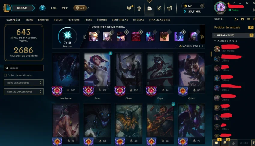 Conta de League of Legends à venda – Nível 698 - 274 Skins