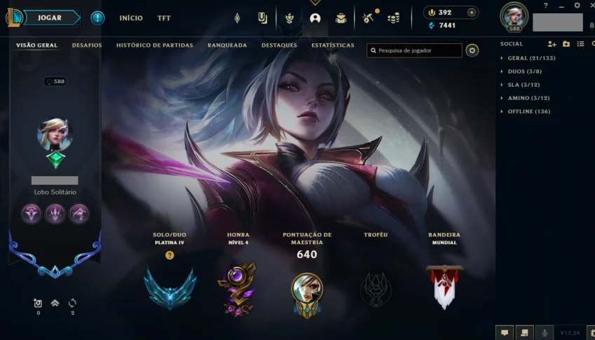 Conta League Of Legends - Platina - Todos os campeões e mais
