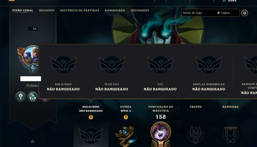 Unranked com 50 Champs e 13 Skins
