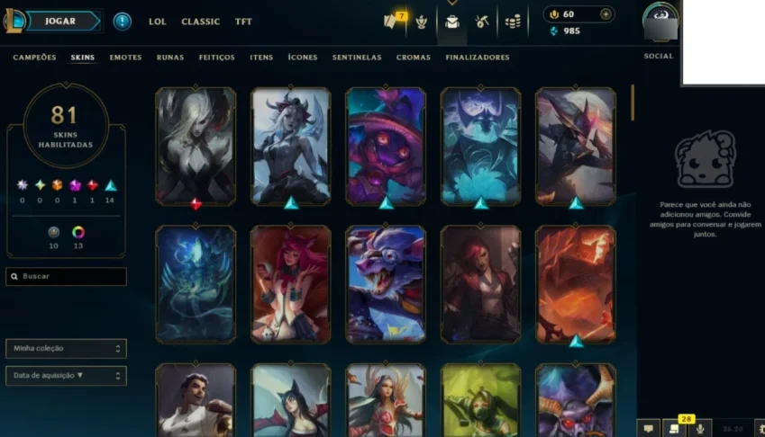 Conta 2014 com 80 champs e 41 skins