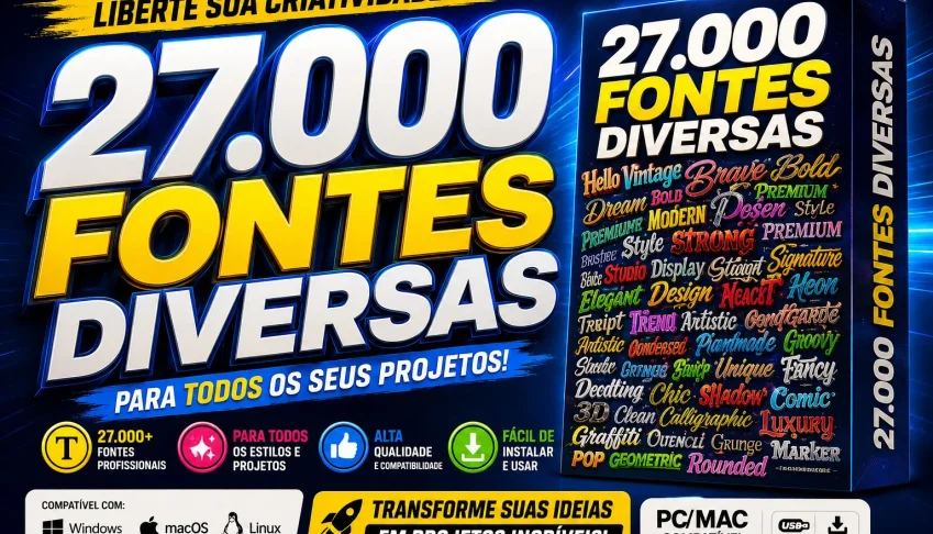 Pack de 27 Mil Fontes - Variedade Completa para Design