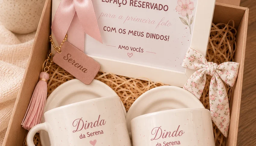 Kit Convite para Padrinhos Personalizado com Xícaras