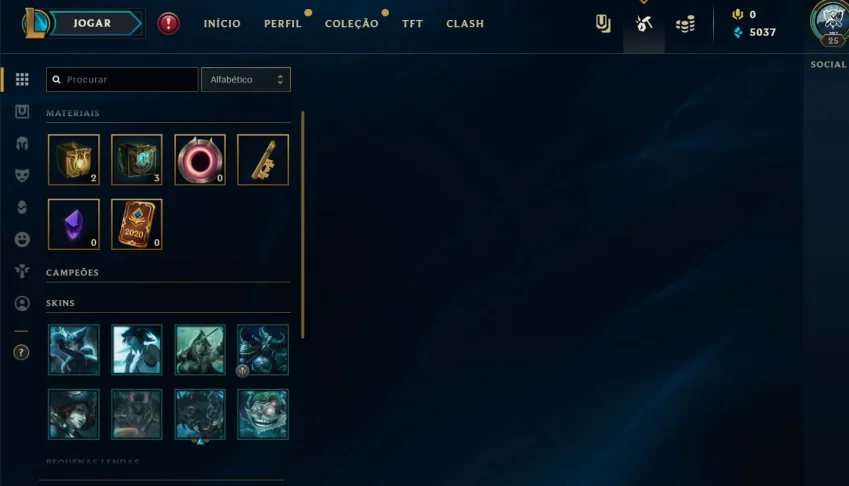 CC Lol LV25 skins para ativar no inventario