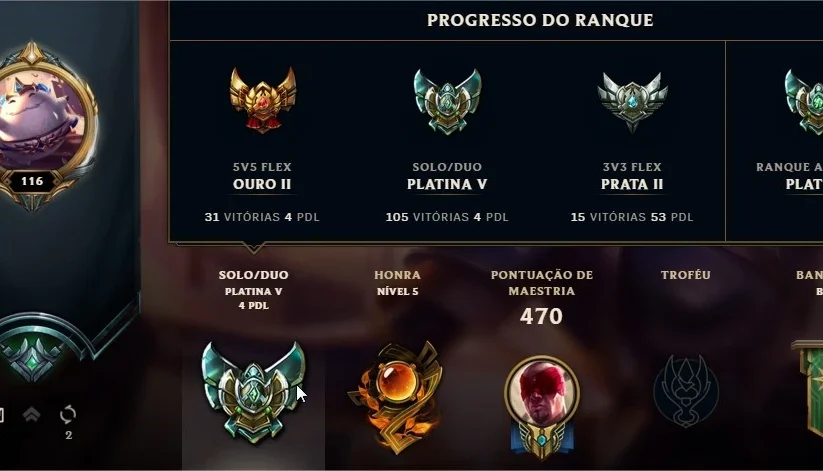 Conta LOL Plat5 todos os champions e 83 skins